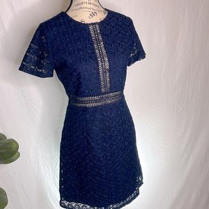 J.O.A. Los Angeles Navy Eyelet Crochet Dress